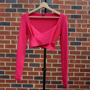 Express Body Contour Hot Pink Cross over longsleeve Crop top